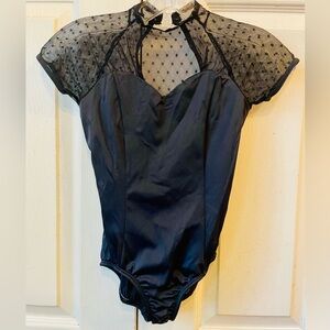 Premiere Collection by Body Wrappers Black Leotard with Sheer Mesh Contrast
